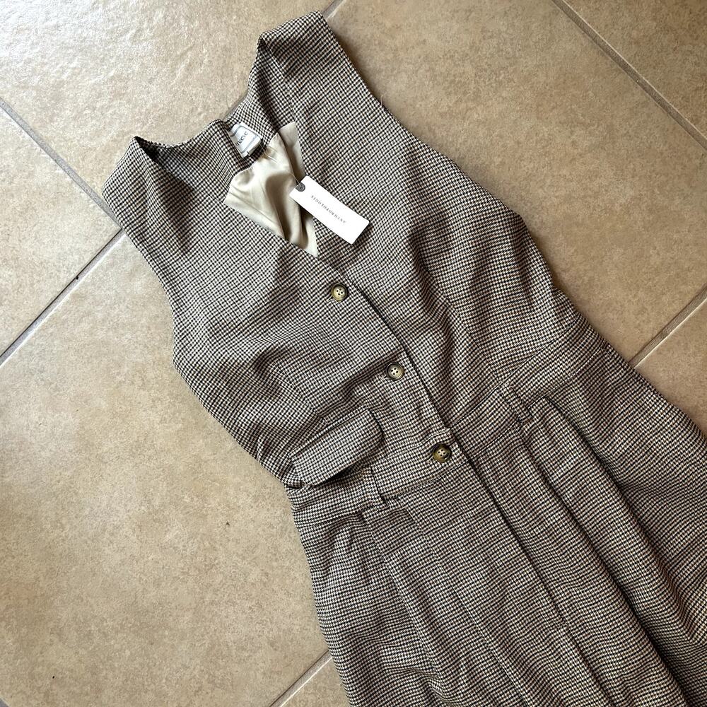 Maeve Athropologie Vest Gingham Avery Wide Leg Pleated Jumpsuit Size 6 Tall - Picture 7 of 10